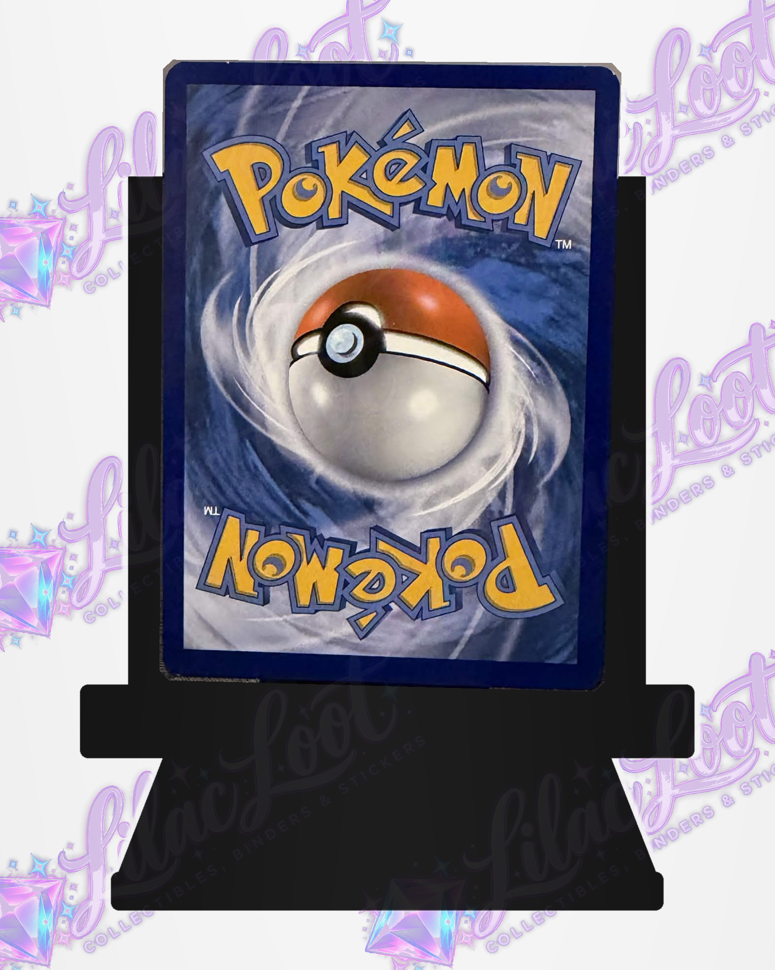 Back of the actual Eevee V SWSH065 – Sword & Shield Black Star Promo – English card with light diagonal Lilac Loot logo watermarks